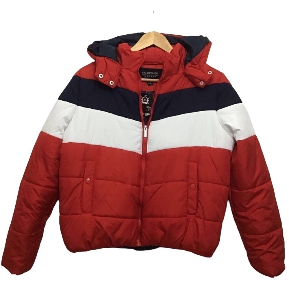 FAHRENHEIT active puffer winter coat jacket in Large red white blue